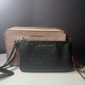 Michael Kors Black Wristlet and Pink Michael Kors Purse